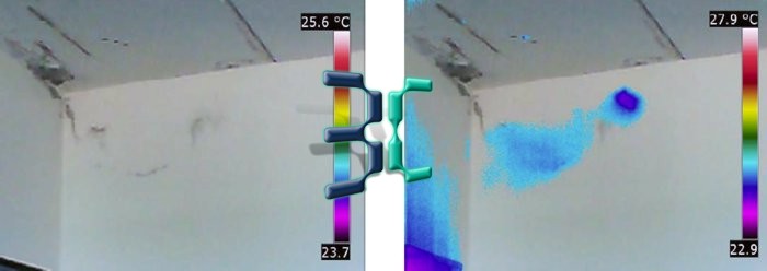 Individuazione punto di infiltrazione acqua su parete in c.a. 